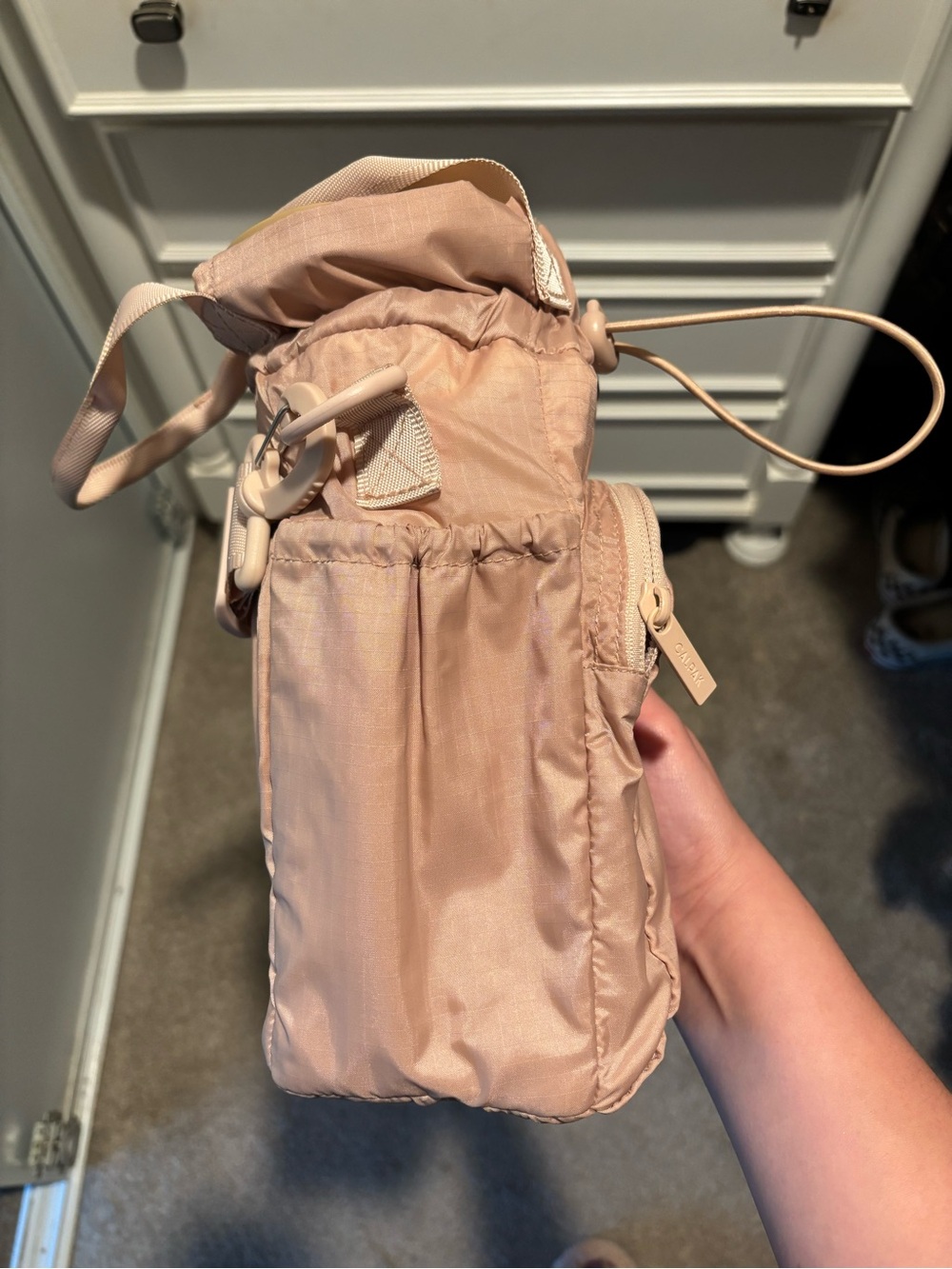 CALPAK Pink Compact Drawstring Crossbody Bag// Mauve - Picture 2 of 4